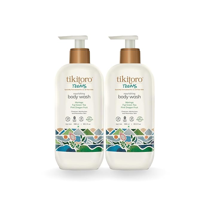 Tikitoro Teens Nourishing Body Wash, 100% Vegan with Moringa Fuji Green Tea