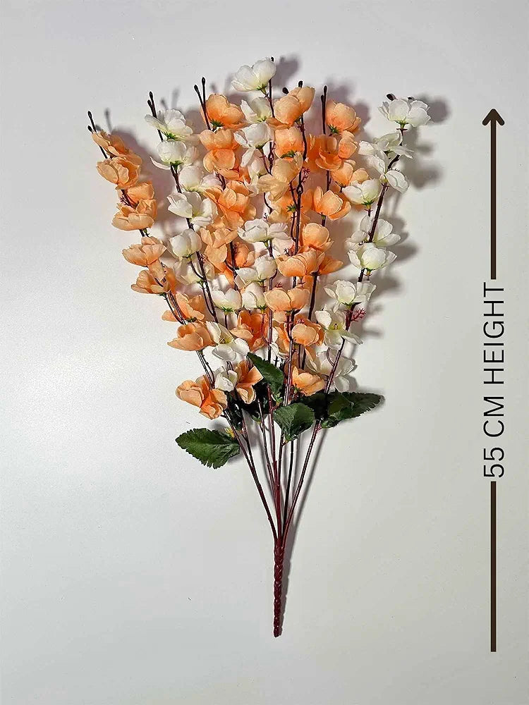 Artificial Flowers Bunch Cherry Blossom Ideal for vase Without vase Peach Mix 55 cm Height Fabric