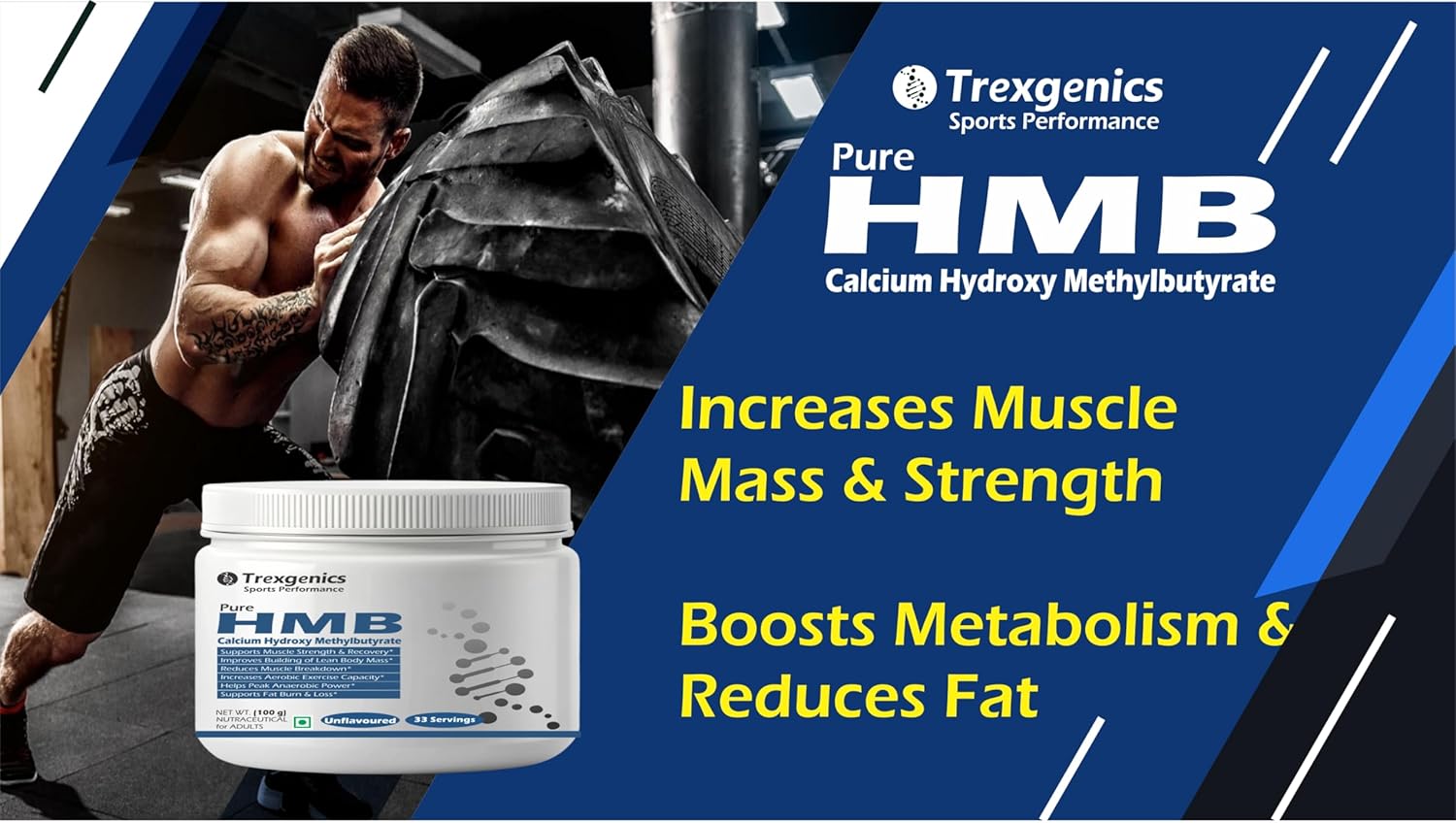 Trexgenics HMB CALCIUM PURE POWDER - 33 SERVINGS (ÃŸ-Hydroxy ÃŸ-Methylbutyrate Calcium), Lean Muscle Mass, Strength, Exercise Performance (100 GRAM)