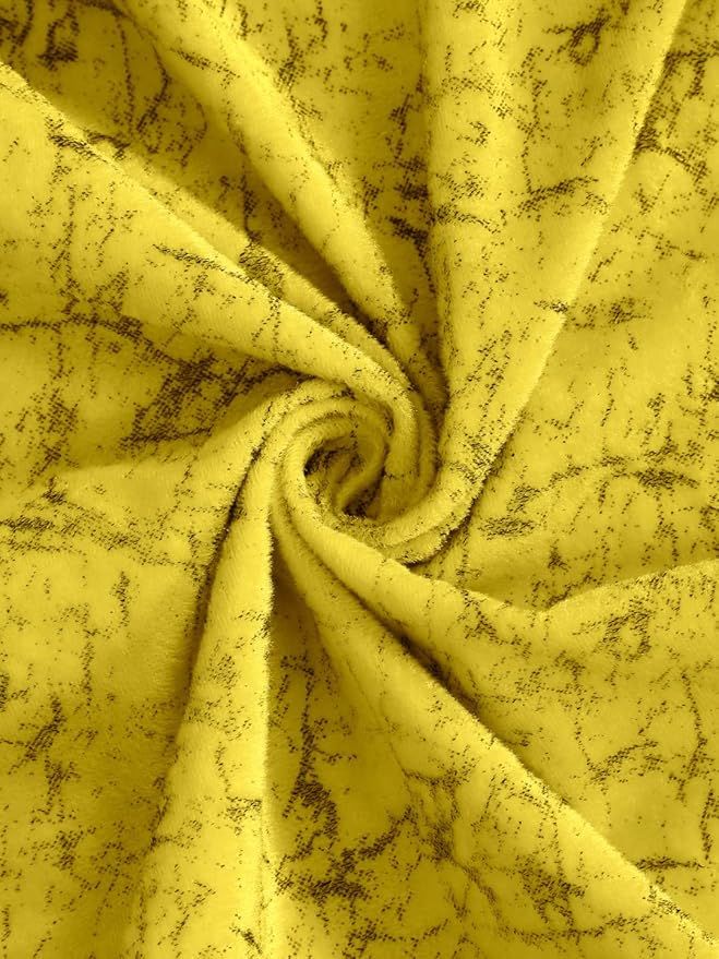 Cortina 2 Piece Solid Design Panel Eyelet Velvet Door Curtains | 7 Feet | Yellow