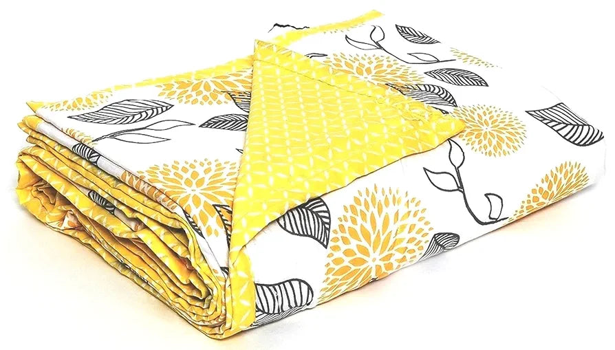 Trance Home Linen Premium Dohar Single Bed 100% Cotton Reversible 150 GSM Ac Blanket Comforter Light Weight Colour Yellow White Floral Abstract