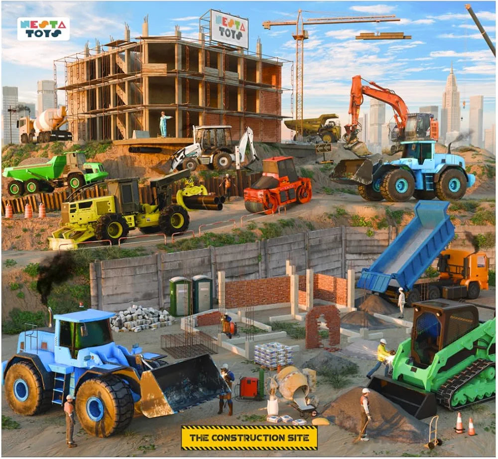 Nesta Toys Floor Puzzle & Game Construction Site & Vehicles, Jigsaw & Toddler Puzzles, Educational Toy, Gifts for Boys & Girls Ages 3, 4, 5, 6, 7