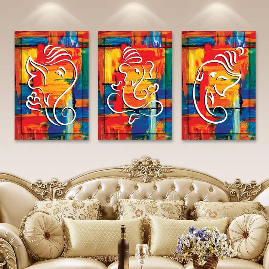 Rangoli MDF 3 Pcs Wall Poster 12x18 Inch Decorative Wall Art P-4 Design-27