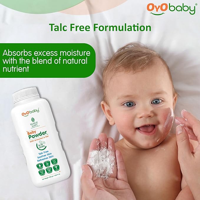 Oyo Baby Gentle Baby Powder Talc Free For New Born Baby - 200 gms
