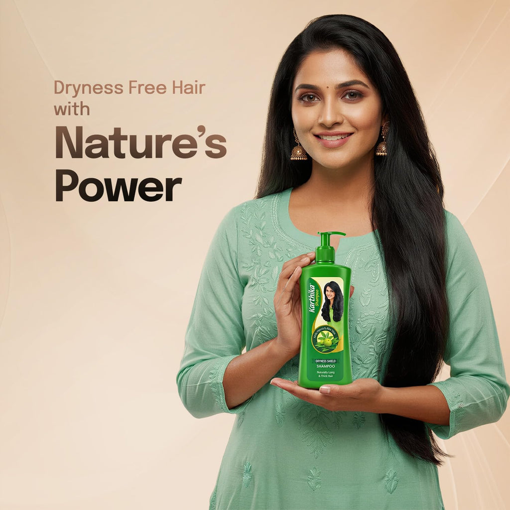 Karthika Dryness Shield Shampoo with Amla, Henna & Aloe Vera for Naturally Long & Thick Hair, 650ml