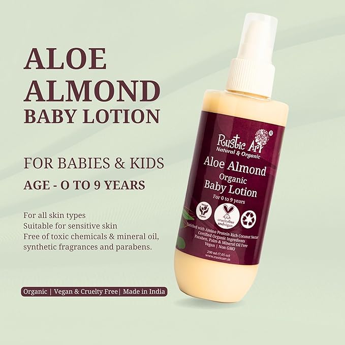 Rustic Art Organic Aloe Almond Baby Lotion - 200 ml
