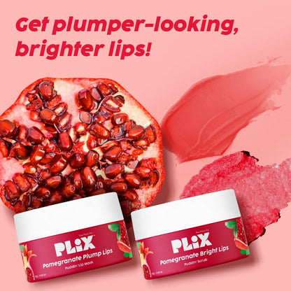 PLIX  Pomegranate Lip Care Combo, Exfoliating Scrub and Plumping Lip Mask (15 + 15) gms