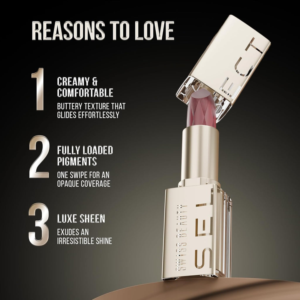 Swiss Beauty Select CrÃ¨me Touch Hydrating Lipstick | With Vitamin E and Tea Tree Oil | High -shine finish | shade- Walnut Brown, 4g