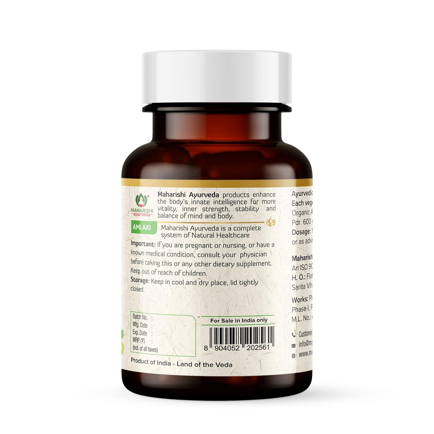 Maharishi Ayurveda Organic Amalaki Capsules 700 MG | Amla Rasayana | Detoxifies Body | Rich In Vitamin C | Boosts Immunity | Improves Digestion (60 Capsules)