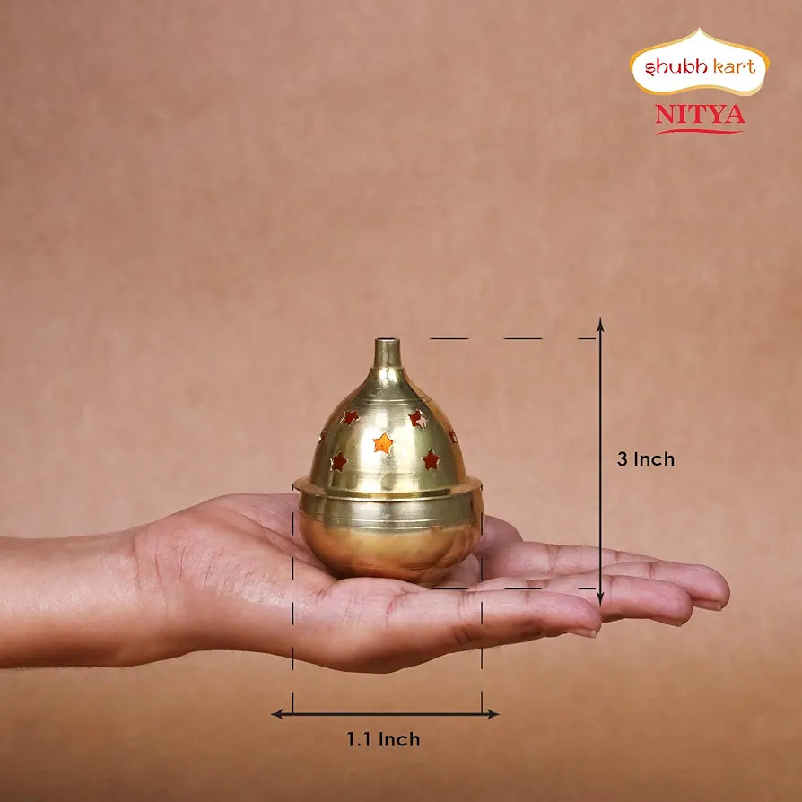 Shubhkart Nitya Kuber Goblet Brass Table Diya Brass Diya Oil Puja Lamp 105 gms
