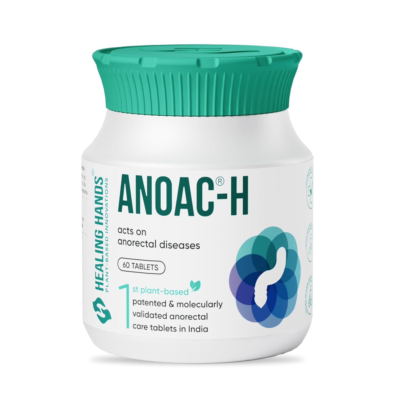 Healing Hands Anoac-H Advanced Piles and Fissure Treatment Tablets â€“ 60 Days, Patented Plant Based Tablets to treat Severe Piles and Fissure, Clinically Proven, Herbal & Natural Piles Care