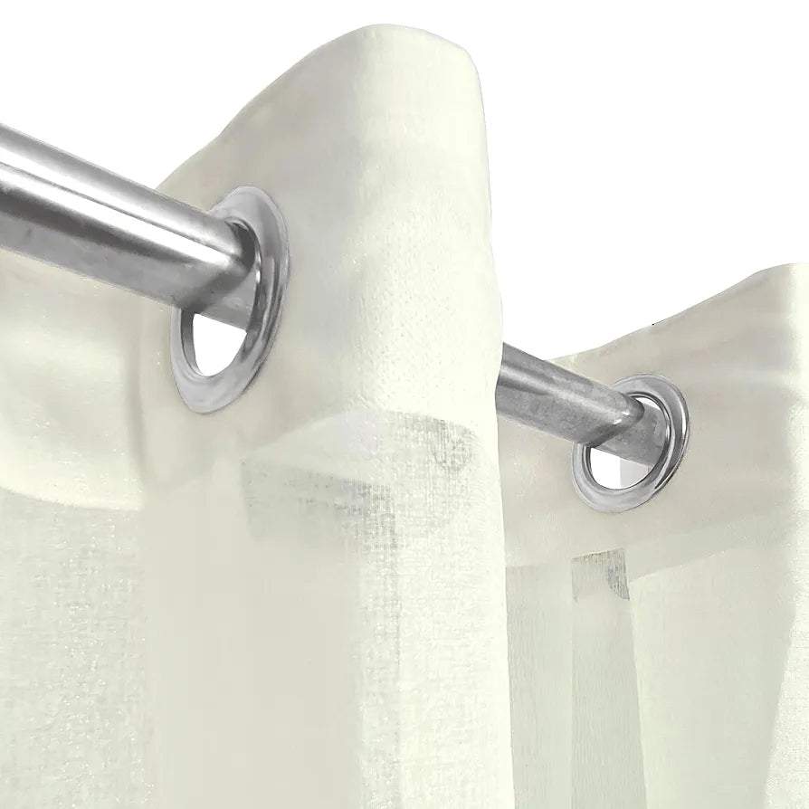 Divine Casa Sheer Window Curtains 5 Feet Textured Abstract Pattern Lightweight & Airy Elegant Semi Transparent Fabric Colour Fine White (Pack of 2)