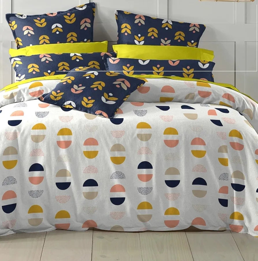 The Home Style Cotton Elastic Fitted All Around Printed Queen Size Double Bed Bedsheet wih 2 Pillow Cover White Dove