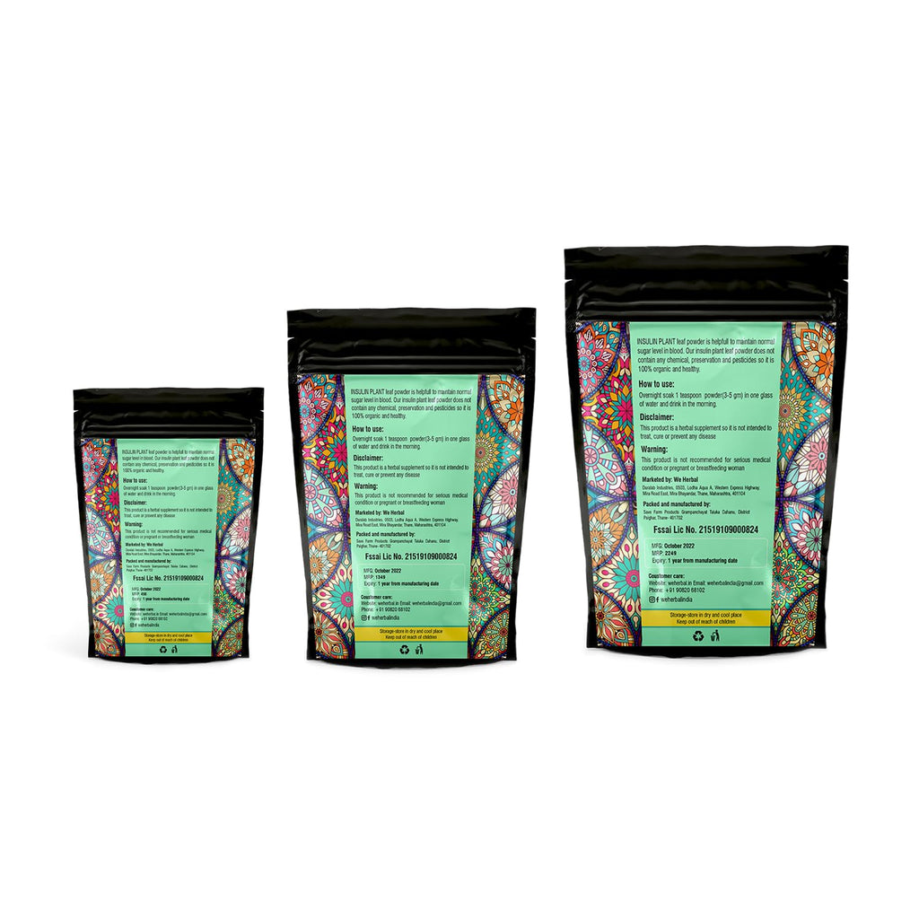 WE HERBAL Insulin Plant Leaf Powder Pure insulin plant powder for control Improves Insulin Production (500 gms)