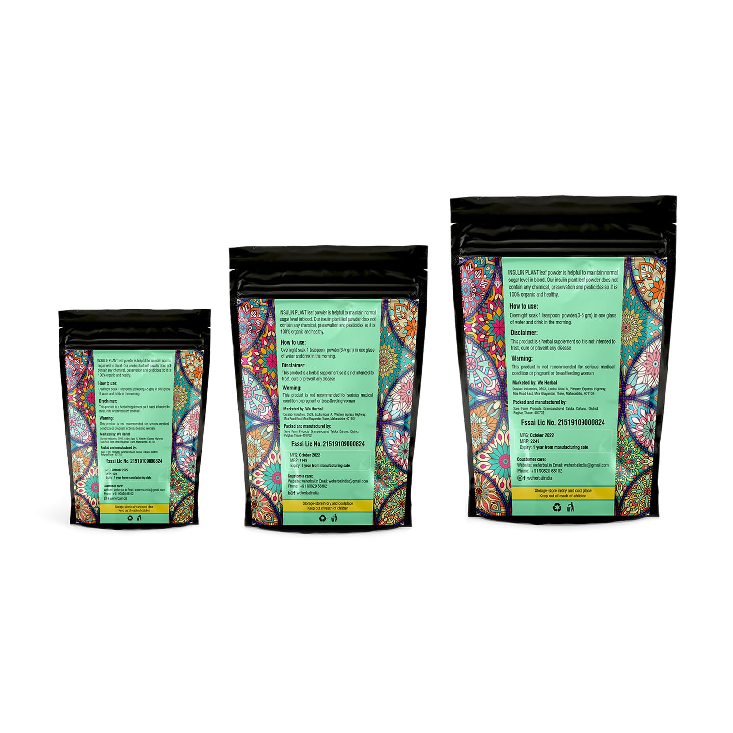 WE HERBAL Insulin Plant Leaf Powder Pure insulin plant powder for control Improves Insulin Production (500 gms)