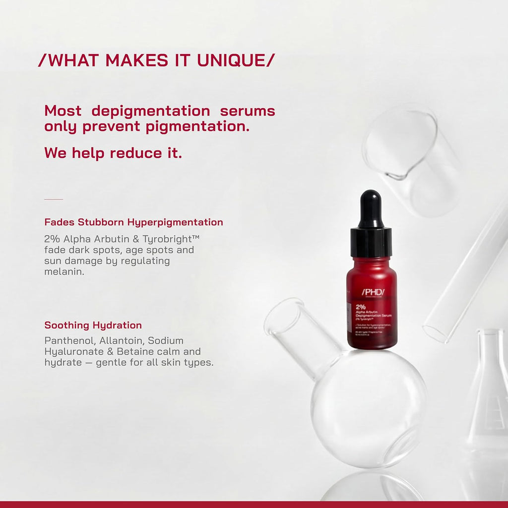 /PHD/ 2% Alpha Arbutin Depigmentation Serum | Alpha Arbutin for Pigmentation & Dark Spot | Pigmentation serum for Women & Men | Tyrobrightâ„¢, Niacinamide | Tan removal | Fragrance-Free | 10ml