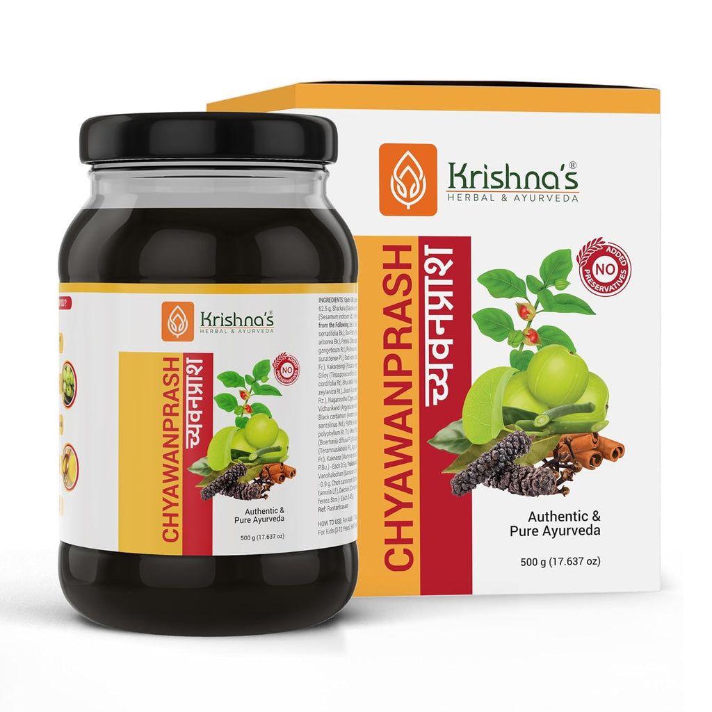 KRISHNA'S HERBAL & AYURVEDA Chyawanprash â€“ Preservative-Free, Boosts Stamina, Immunity and Strength for Kids & Adults, Made with Traditional Ayurvedic Process, 500g (Pack of 1)