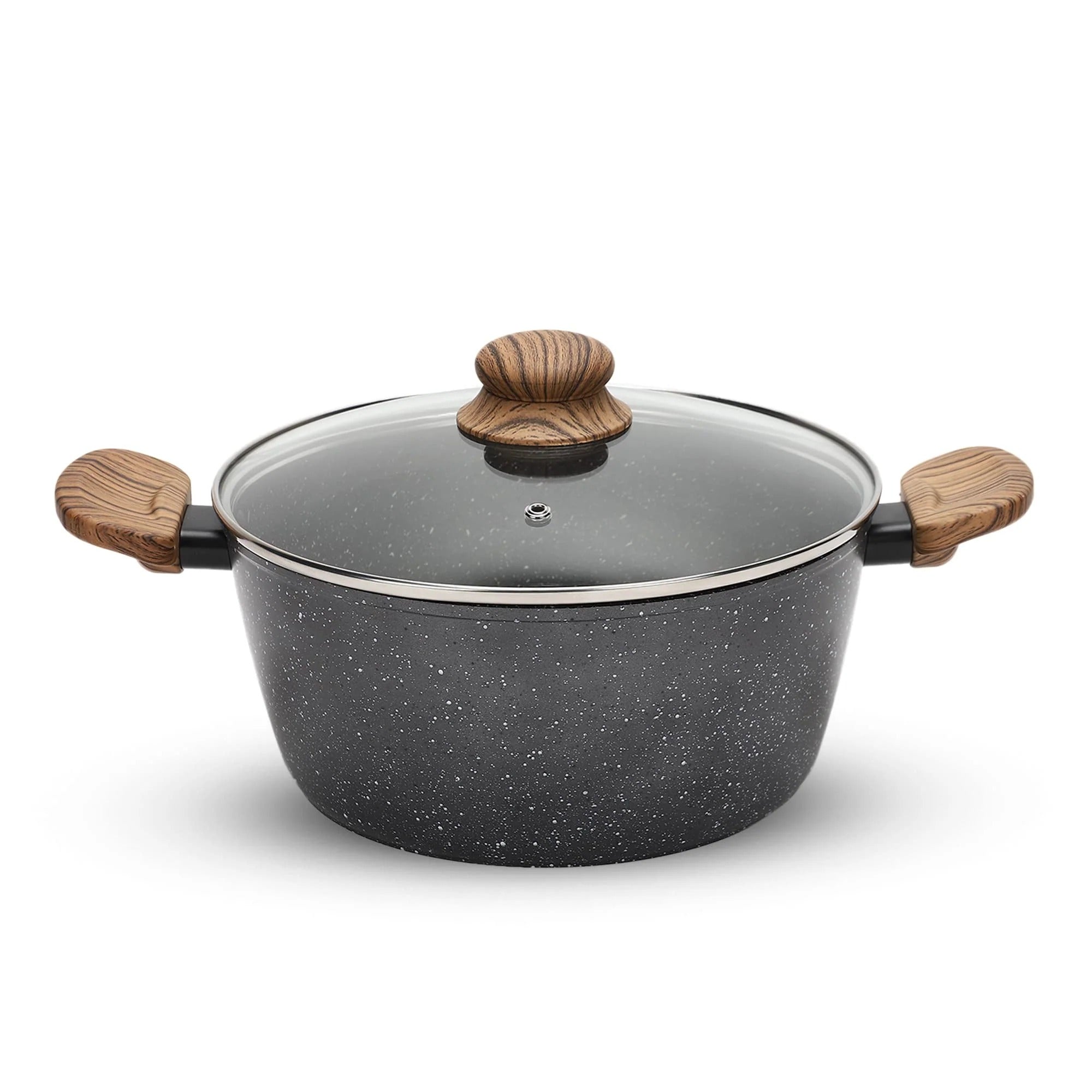 Anko Australia Non-Stick Aluminium Casserole with Glass Lid 24cm 3L 4-Layer Coating PFOA Free Black