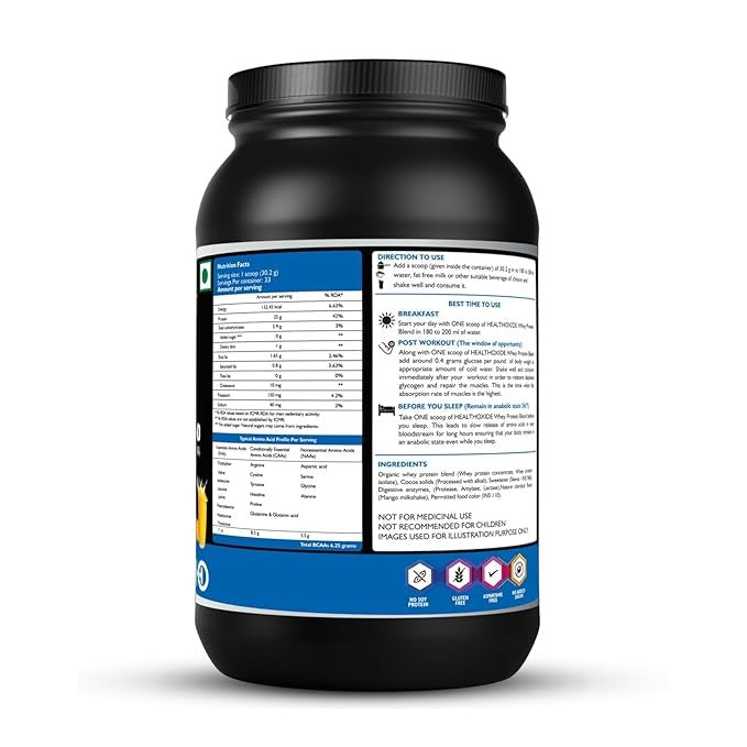 Healthoxide Whey Protein Powder Mango Milk Shake - 1 kg