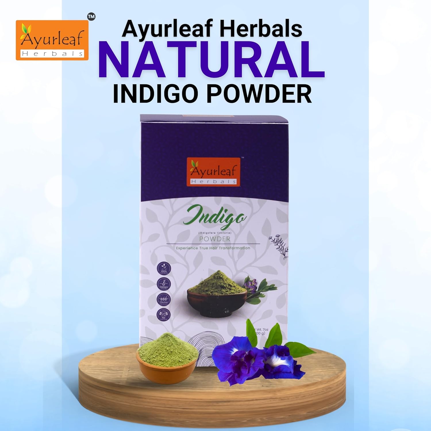 Ayurleaf Herbals Indigo Powder for Black Hair - 200 Gms