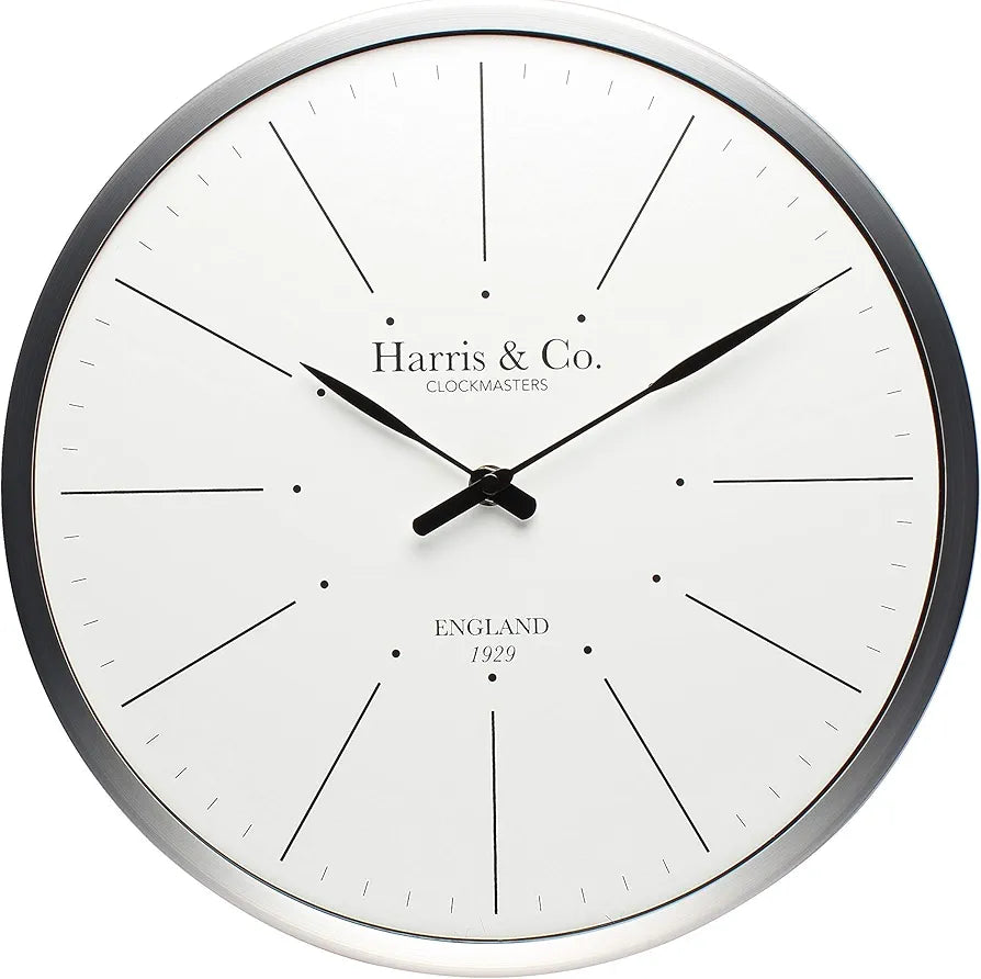 Harris & Co. Clockmasters Premium Luxury Analog Wall Clock Minimalist Design - 13 Inch