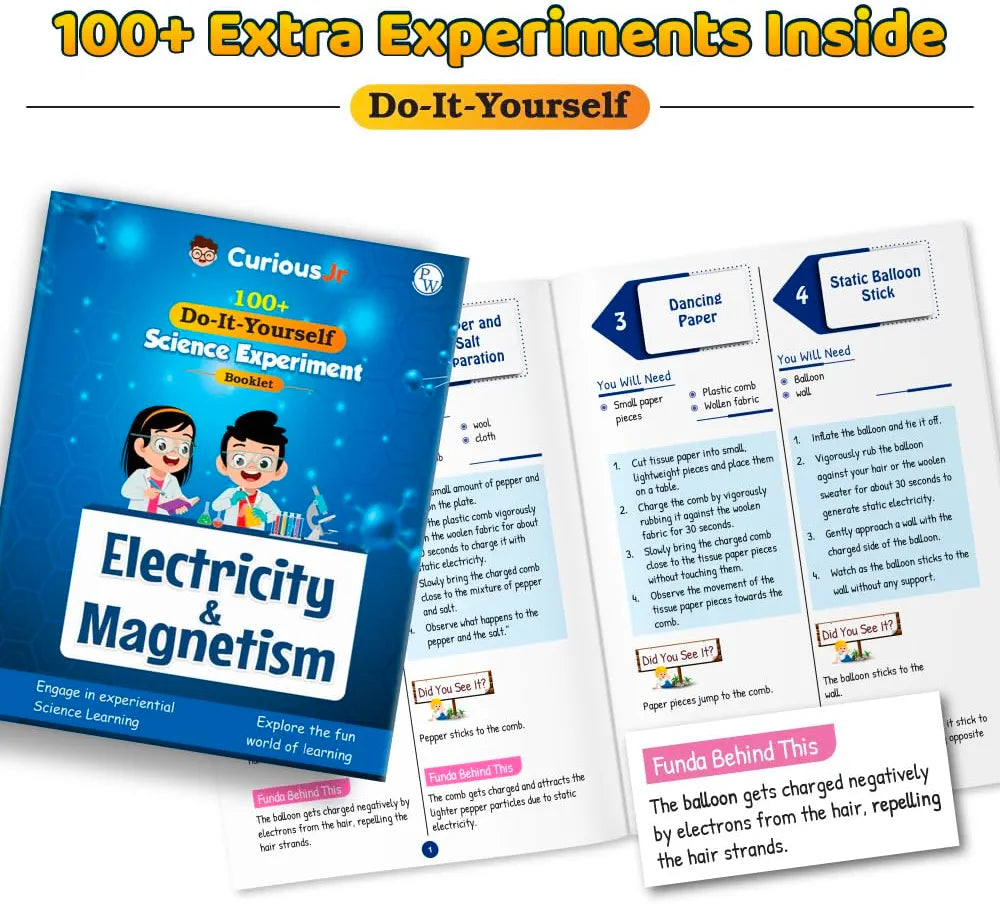 PW Science Experiment Kit for Kids Age 8,9,10,11,12,13,14 & 15 100+ Electric-Magnetic Science Experiments