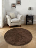 Saral Home Neo Shaggy Yarn Anti-Skid Round Mats Colour Brown