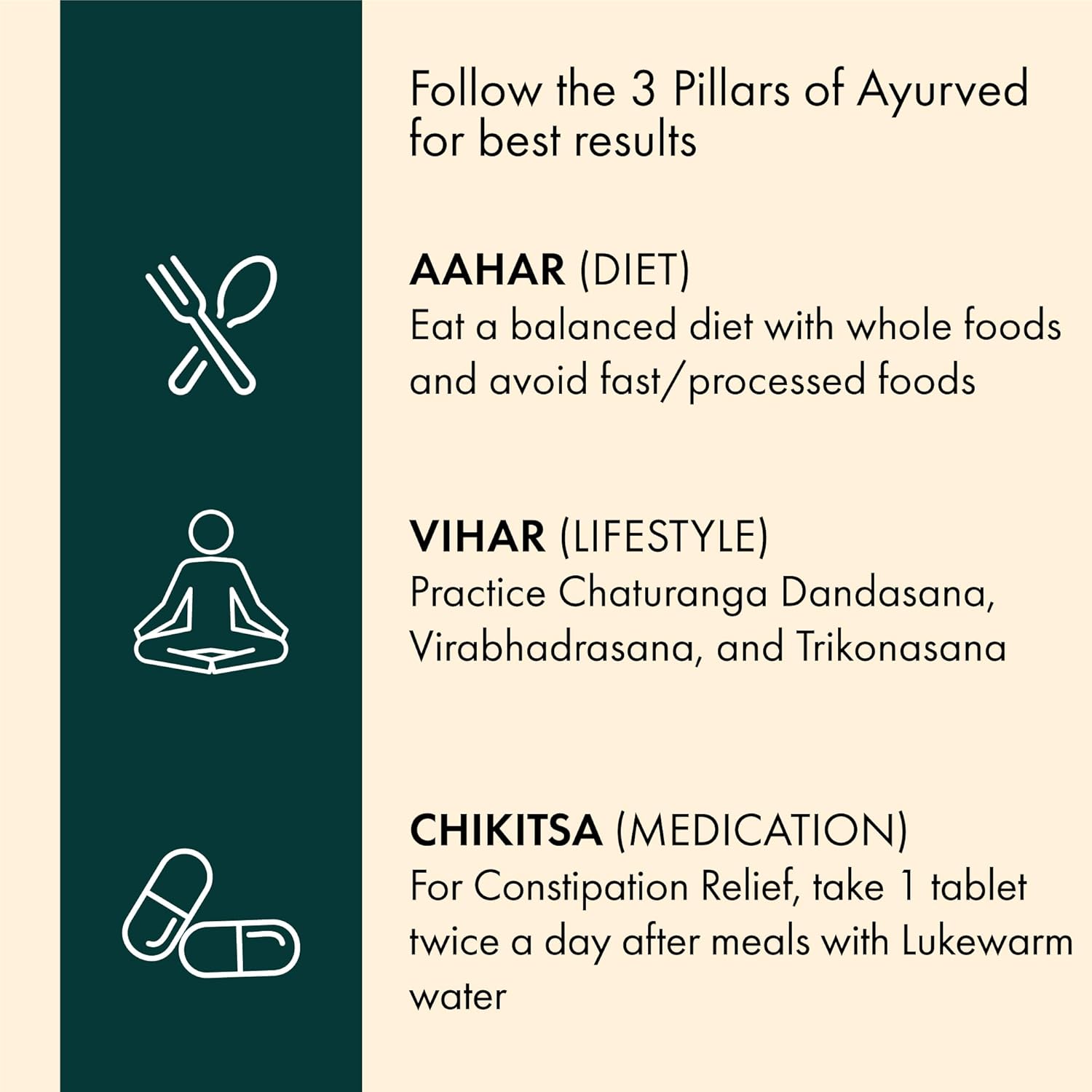 Dr. Vaidya's Constipation Relief Tablets | Improves Digestion & Regulates Bowel Movement | Sonamukhi, Haritaki & Sunth | (30 Tablets)