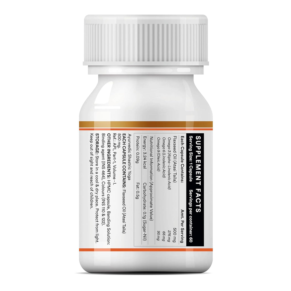 INLIFE Flaxseed Oil Omega 3 6 9 Supplement, Extra Virgin Cold Pressed 500 mg - 60 Vegetarian Capsules (Pack of 1)