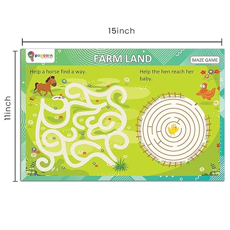 Popcorn Games & Puzzles Mazes and Dot to Dot Reusable Activity Mats with 2 Marker Pens Gifts