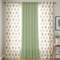 Urban Space Floral Cotton Curtains For Door, Combo Set Of 3 Room Darkening Curtains Tieback & Eyelets High Garden Red & Aura Green