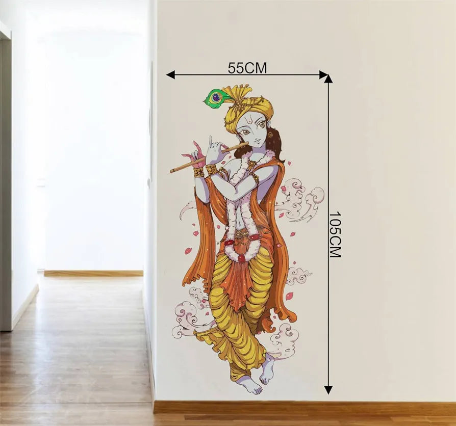 Rawpockets Lord Krishna with Flute Wall Sticker