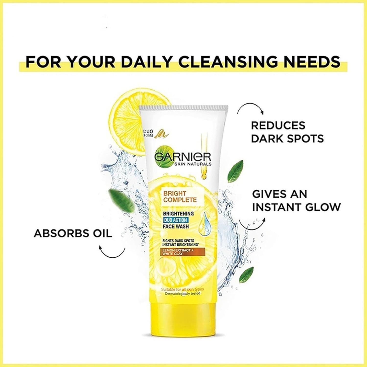 Garnier Bright Complete BRIGHTENING DUO ACTION Face Wash, 100g