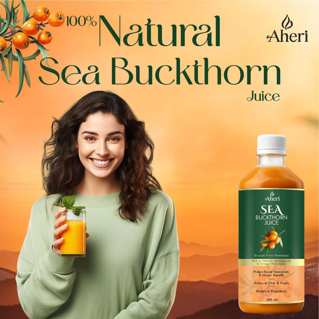 Himayya Sea Buckthorn Juice 500 ML | Herbal Buckthorn Berry Juice with Natural Vitamin C, Omega 3 6 7 9 Supplement & Antioxidants | Herbal Supports for Immunity, Skin Glow & Gut Health - (Pack of 1)