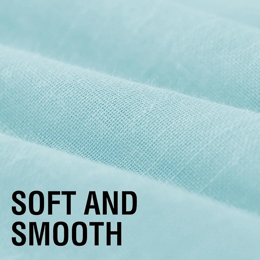 Cloth Fusion Cotton Feel Sheer Door Curtains 7 Feet Long Set of 2 Semi-Transparent Aqua