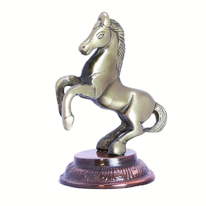 KridayKraft Metal Jumping Horse Statue for Wealth, Income, Shining and Bright Future Grey