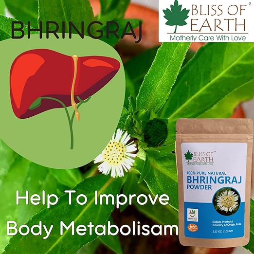 Bliss of Earth Bhringraj Powder Orgnaic Herbal - 100 gms