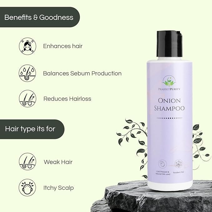 PrakritPurity Onion Shampoo for Hair Growth & Strengthening Natural Shampoo - 175 ml