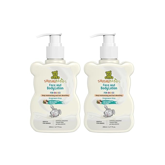 ShuShu Babies Fragrance Free Baby Face and Body Lotion - 200ml (Pack of 2)