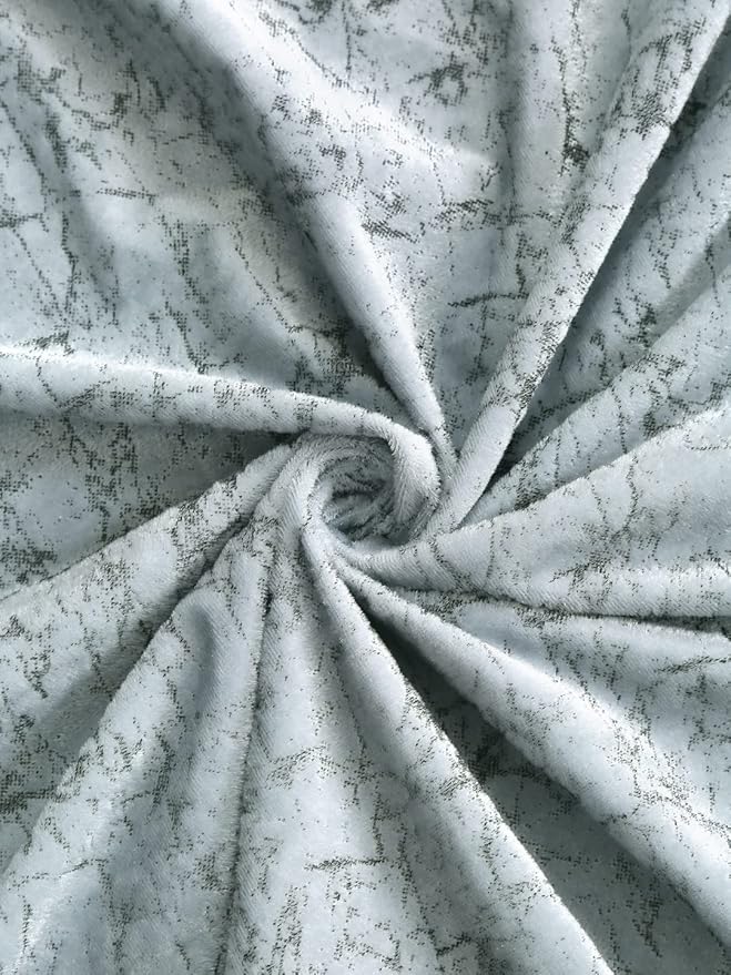 Cortina 2 Piece Solid Design Panel Eyelet Velvet Door Curtains | 7 Feet | Silver