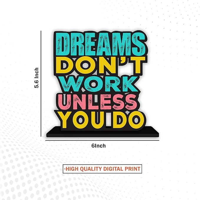 Artvibes Wooden Idols and Figurine Dream Don't Work Unless You Do Motivational Quotes Table Decor for Office Desk Showpiece