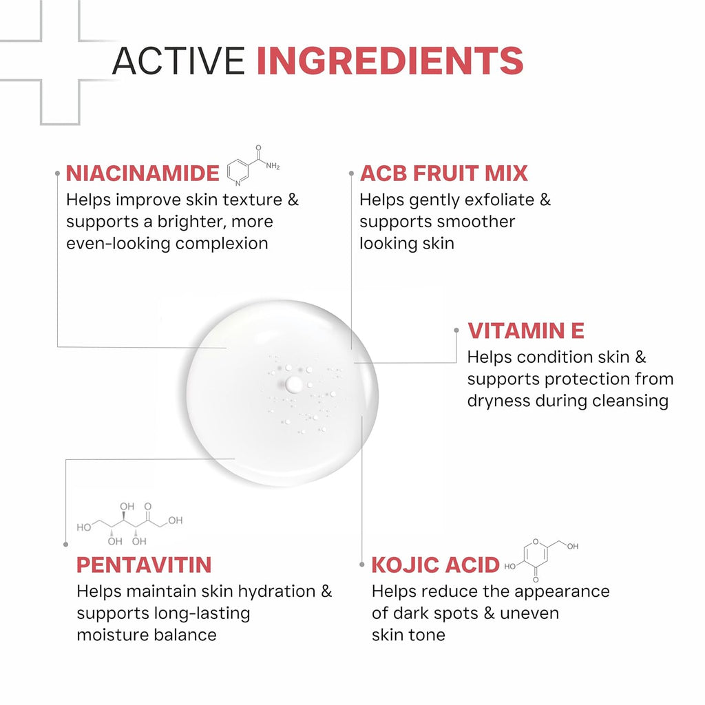 DERMATOUCH Bright & Even Skin Tone Gentle Cleanser | Helps Reduce Dark Spots, Uneven Tone & Dullness | pH 5.5 Balanced | Dermatologist Tested | 50ml