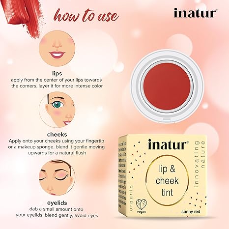 Inatur Sunny Red Lip & Cheek Tint - 4 gms