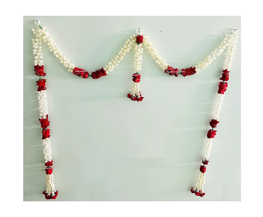 Artificial Jasmine and Roses Door Toran 8 Centimeters Sine line with clustered/tassle strings