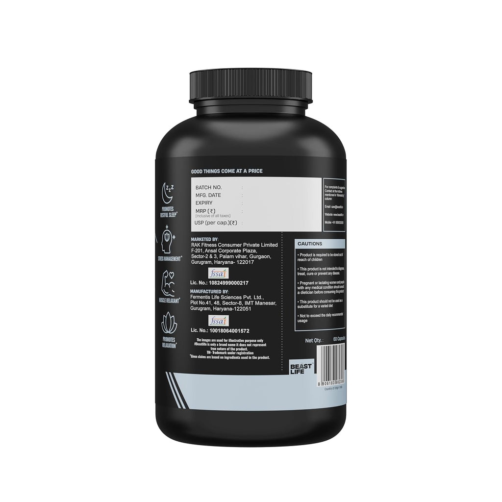 BeastLife Melatonin Plus 5mg Capsules with Valerian, Chamomile & Vitamin B6 | Sleep Support Supplement for Deep Sleep, Natural Sleeping Aid, Non-Habit Forming Night Rest Formula | Relieves Stress & Anxiety | Enhances Relaxation & Focus | 60 Capsules