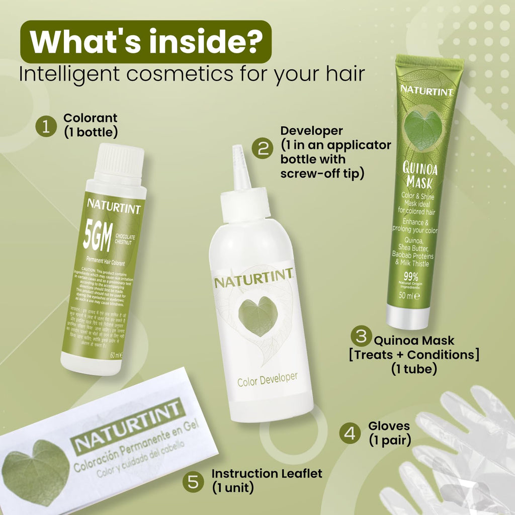 Naturtint Permanent Hair Colour Gel Chocolate Brown 5GM | For Optimal Scalp Care | Long Lasting Hair Colour | Ammonia Free Vegan | No Parabens | Enriched with Olives & Organic Shea Butter