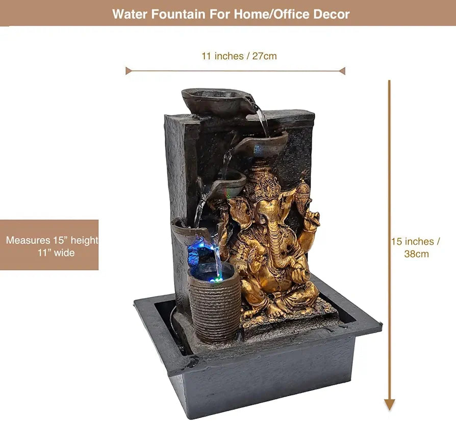 Alila Ganesha Ganesh Ji Water Fountain Showpiece Idol for Home Living Room Decor 15 inches
