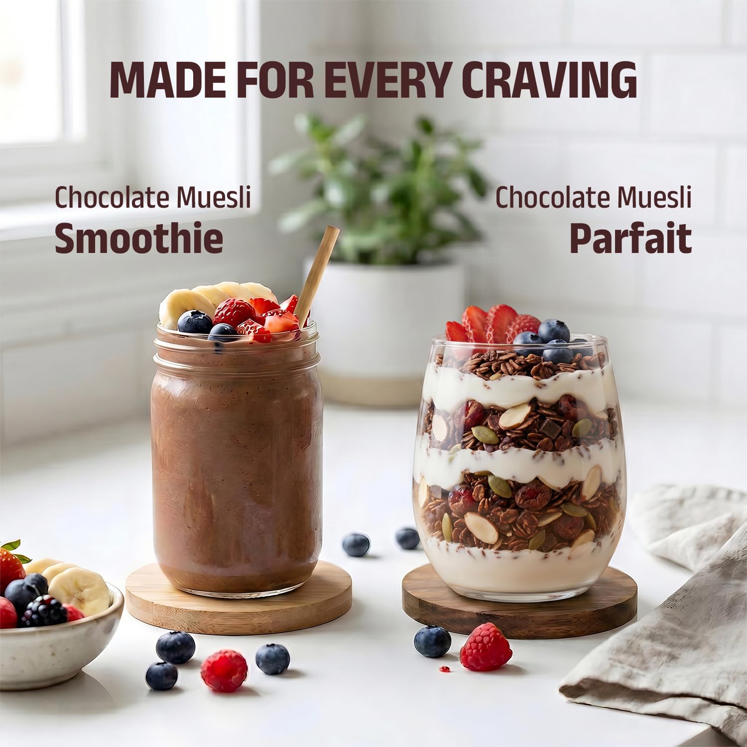 Pintola 25g High Protein Dark Chocolate & Cranberry Muesli 1kg, No Refined Sugar, Trans Fat Free, High Fibre, Gluten-Free, Breakfast Cereal