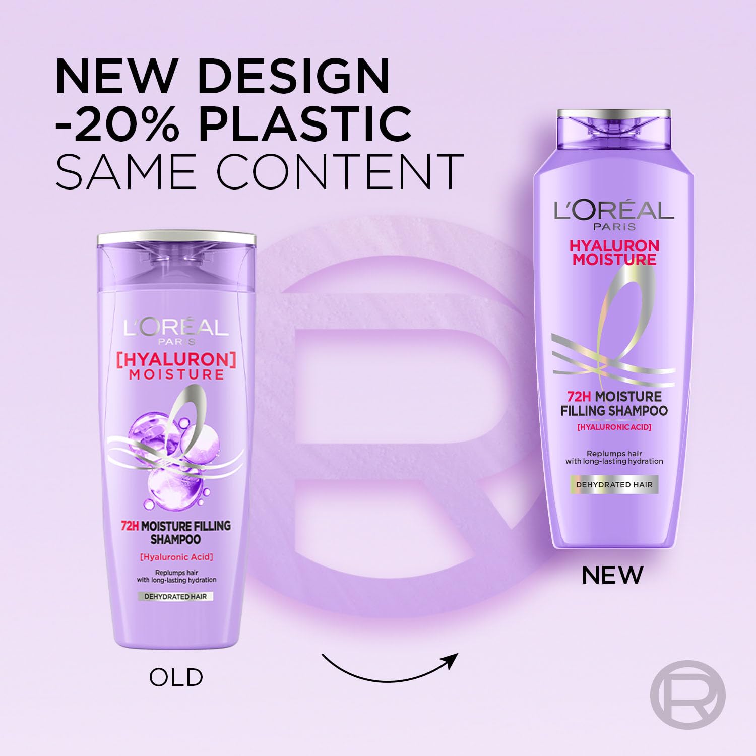 L'Oreal Paris Moisture Filling Shampoo, With Hyaluronic Acid, For Dry & Dehydrated Hair, Adds Shine & Bounce, Hyaluron Moisture 72H, 200ML.