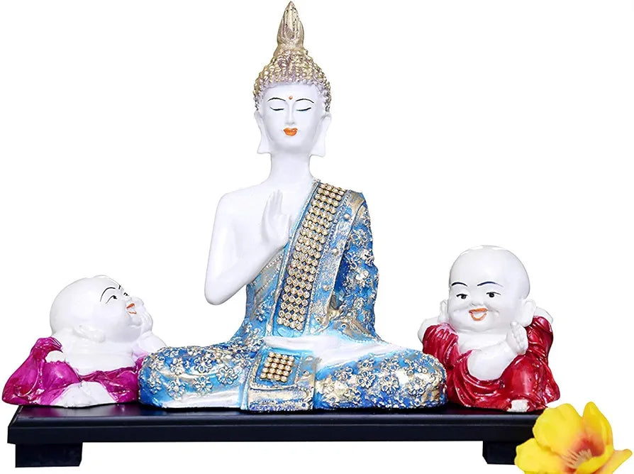 Mariner's Creation Divine Buddha Statue with Two Child Monk